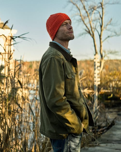 lifestyle image of Wool Cable Knit Beanie