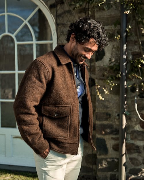 lifestyle image of Boiled Wool Station Jacket