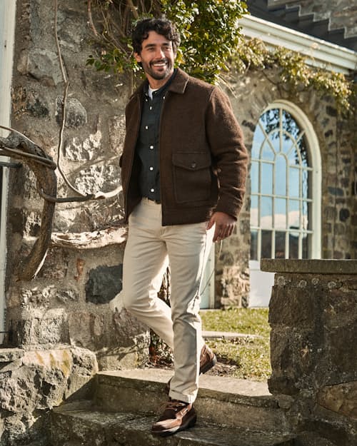 lifestyle image of Boiled Wool Station Jacket