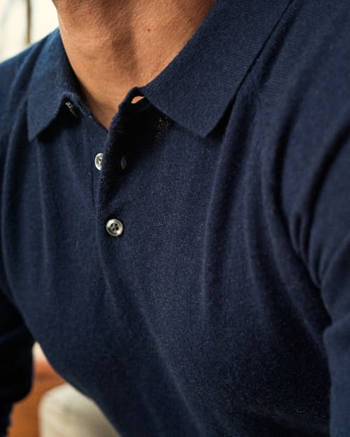 lifestyle image of EasyCash Merino Long Sleeve Polo