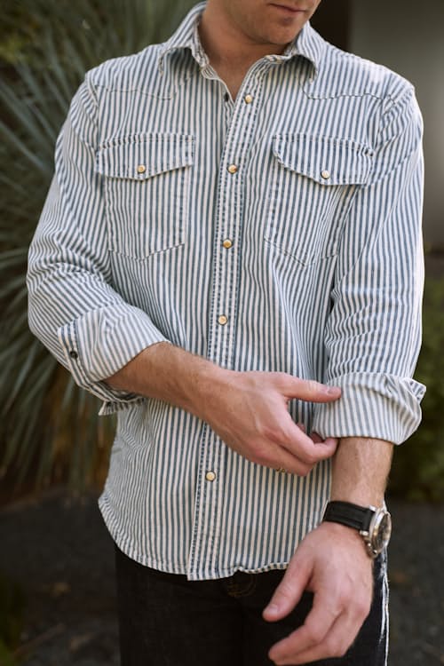 lifestyle image of Bone Button Western Shirt