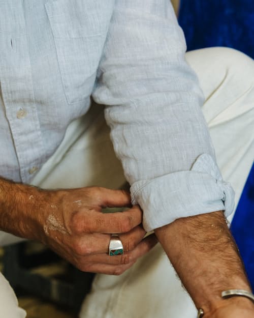 lifestyle image of Isles Linen Shirt