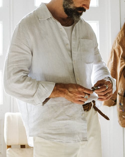 lifestyle image of Isles Linen Shirt