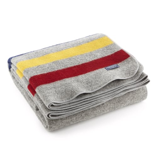 laydown image of Revival Stripe Wool Throw