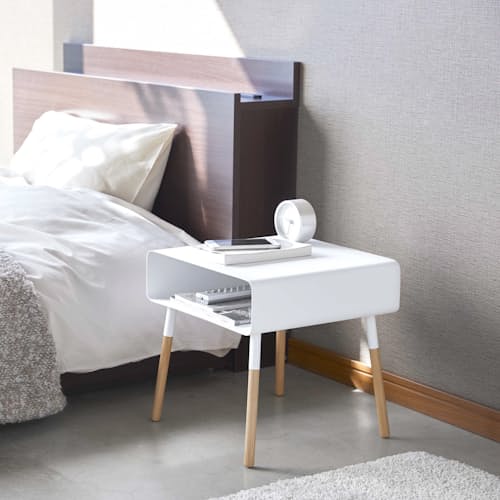 lifestyle image of Plain Side Table with Storage Shelf