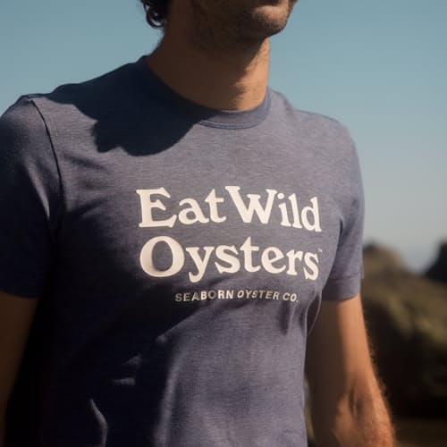 laydown image of Seawool Eat Wild Oysters T-Shirt