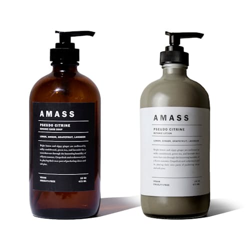 laydown image of Pseudo Citrine Lotion & Soap Set