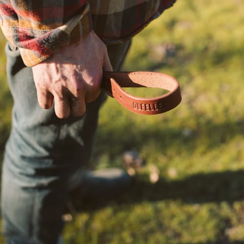 laydown image of Classic Leather Dog Leash