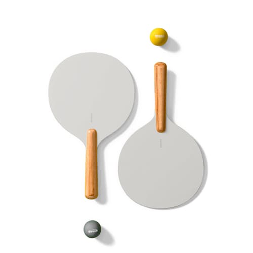 laydown image of Avora Natural Wood Paddle Tennis Set