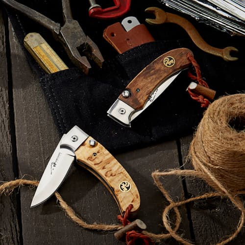 laydown image of Nallo Button Lock Folding Knife