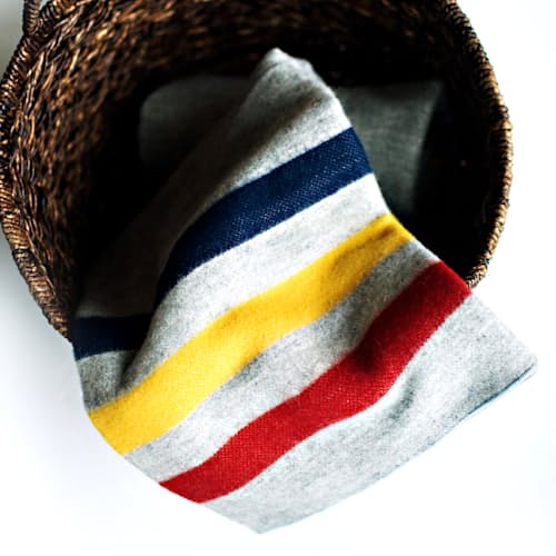 laydown image of Revival Stripe Wool Throw