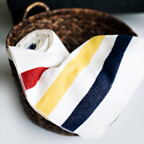 laydown image of Revival Stripe Wool Throw