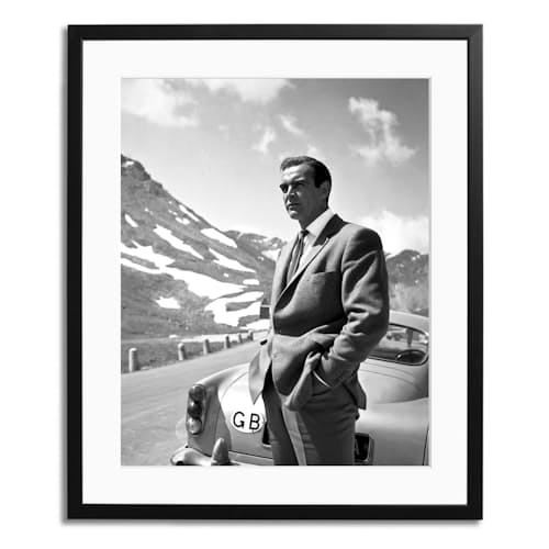 laydown image of Connery in 'Goldfinger' Framed Print
