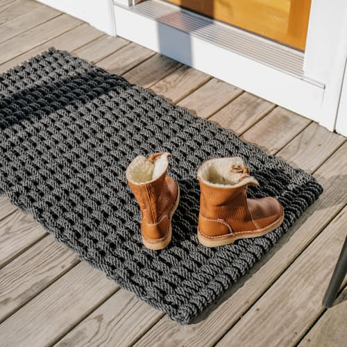 laydown image of Hand Woven Lobster Rope Doormat - Standard