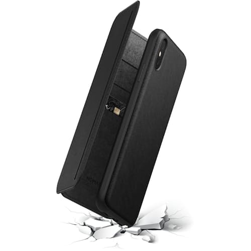 laydown image of Tri-Folio - Black Leather iPhone XS Max