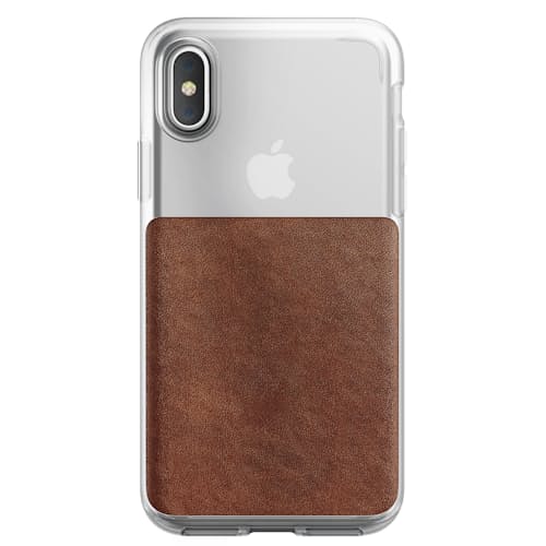 laydown image of Clear Case - Rustic Brown Leather