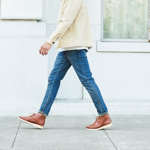 laydown image of Lucas Leather Moccasin Boot