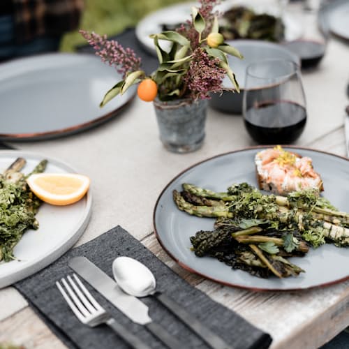 lifestyle image of Enamel Deep Plate Set