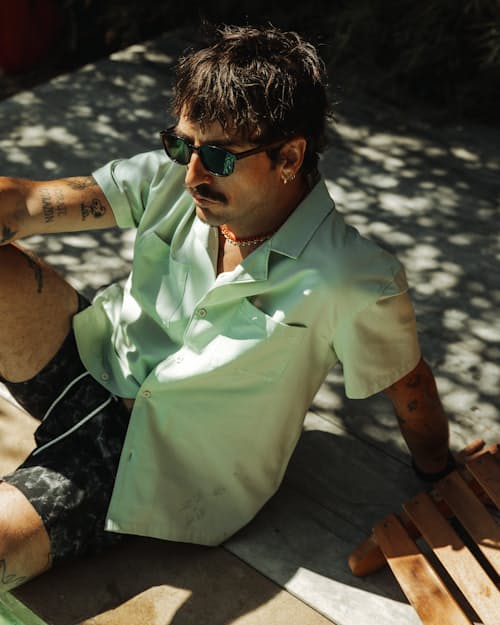 lifestyle image of Airweave Performance Camp Collar Shirt