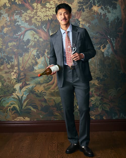 lifestyle image of Stamp Motif Habotai Silk Tie