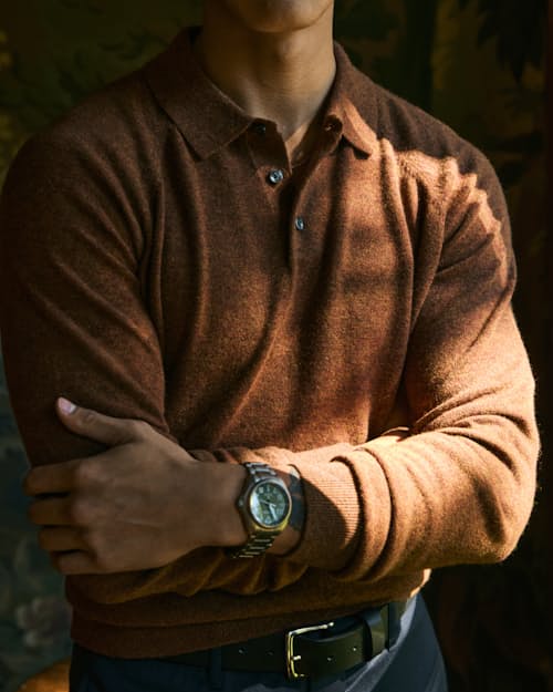 lifestyle image of EasyCash Merino Long Sleeve Polo