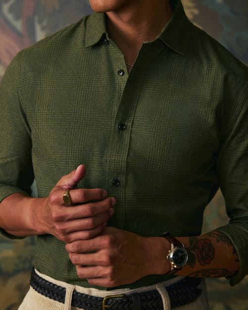 lifestyle image of Brushed Woven Dress Shirt