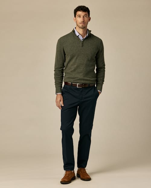 on model image of EasyCash Quarter Zip Sweater