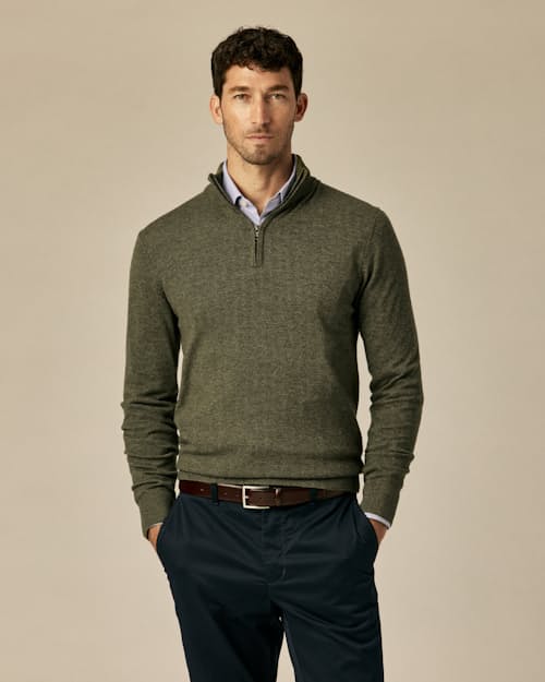 on model image of EasyCash Quarter Zip Sweater