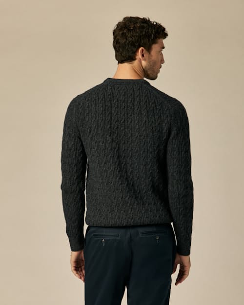 on model image of EasyCash Cable Knit Sweater