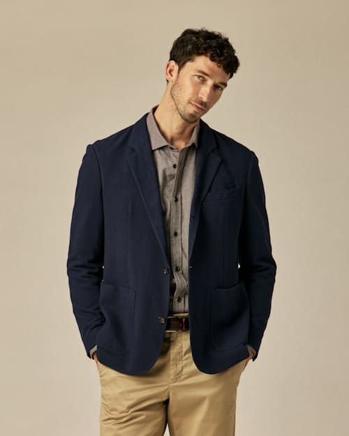 on model image of Brushed Woven Dress Shirt