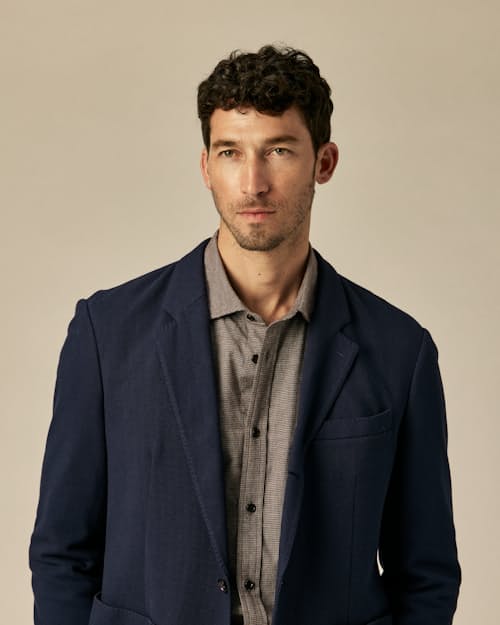 on model image of Brushed Woven Dress Shirt