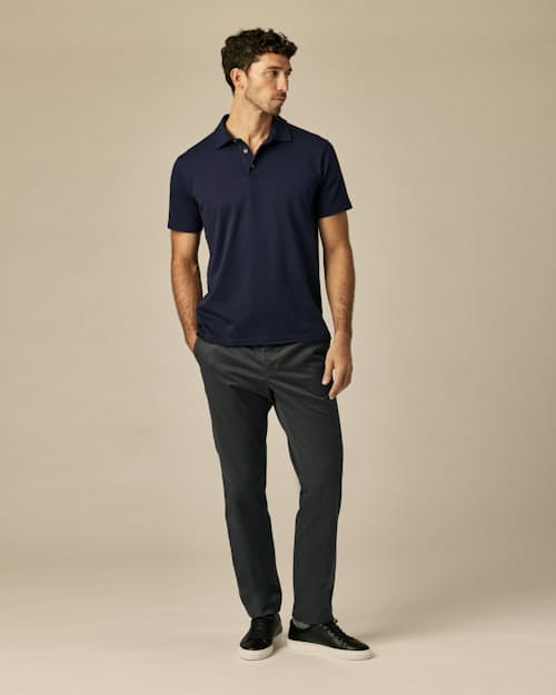 on model image of AloeKnit Polo Shirt
