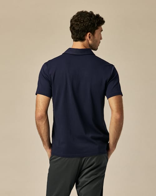 on model image of AloeKnit Polo Shirt