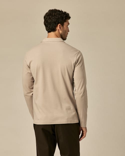 on model image of Aloeknit Long Sleeve Polo