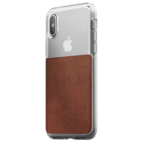 laydown image of Clear Case - Rustic Brown Leather