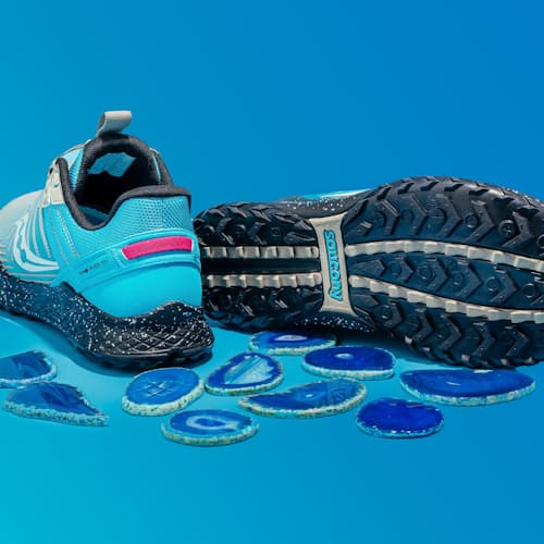 laydown image of Mad River TR2 "Water" Running Shoe