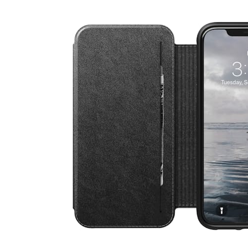 laydown image of Tri-Folio - Black Leather iPhone XS