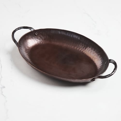 laydown image of Carbon Steel Farmhouse Oval Roaster