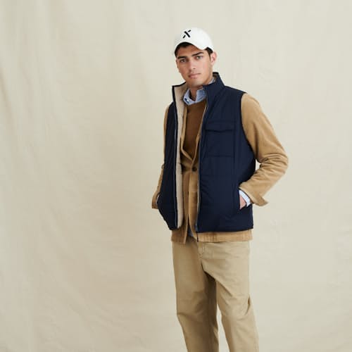 laydown image of Reversible Utility Vest in Sherpa