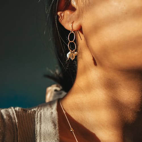 laydown image of Pearl Sailor Earrings