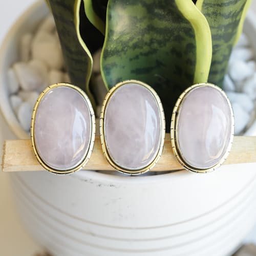 laydown image of Rose Quartz Adjustable Ring