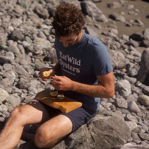 laydown image of Seawool Eat Wild Oysters T-Shirt
