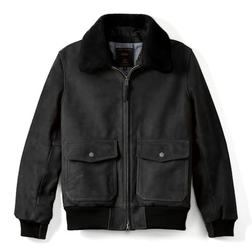 laydown image of Golden Bear Leather Bomber