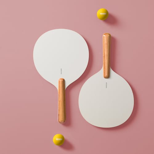 laydown image of Avora Natural Wood Paddle Tennis Set