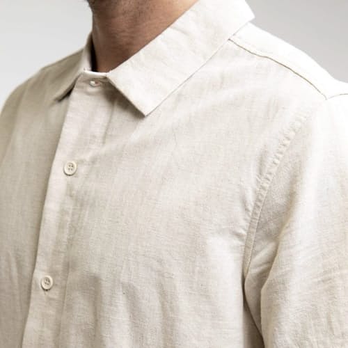 on model image of Classic Linen Short Sleeve Shirt