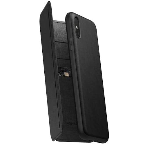 laydown image of Tri-Folio - Black Leather iPhone XS Max