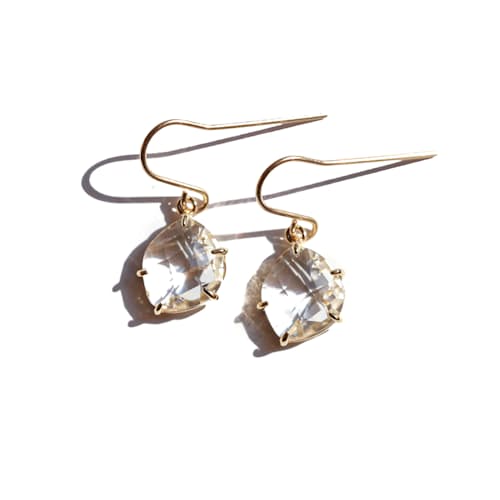 laydown image of Gold Crystal Claw Earring