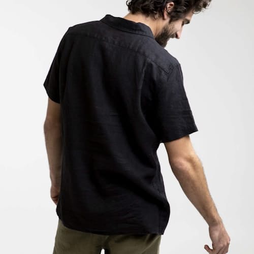on model image of Classic Linen Short Sleeve Shirt