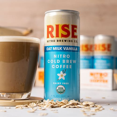 laydown image of Nitro Cold Brew - Oat Vanilla Latte 12 pack