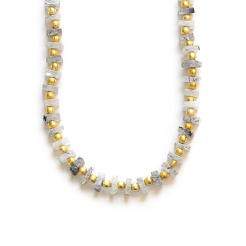 laydown image of Black Tourmaline Ceremony Necklace
